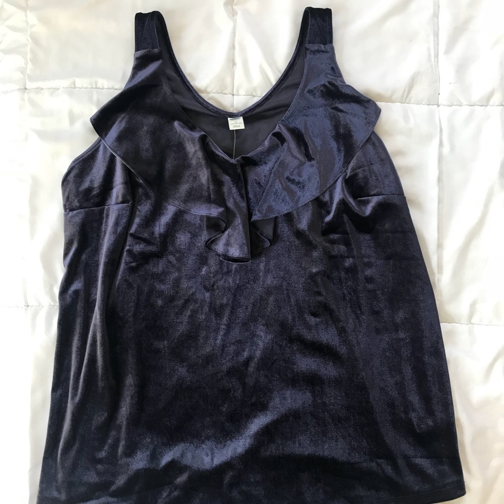 Blue Velvet Feel Ruffle Tank - Picture 2 of 2